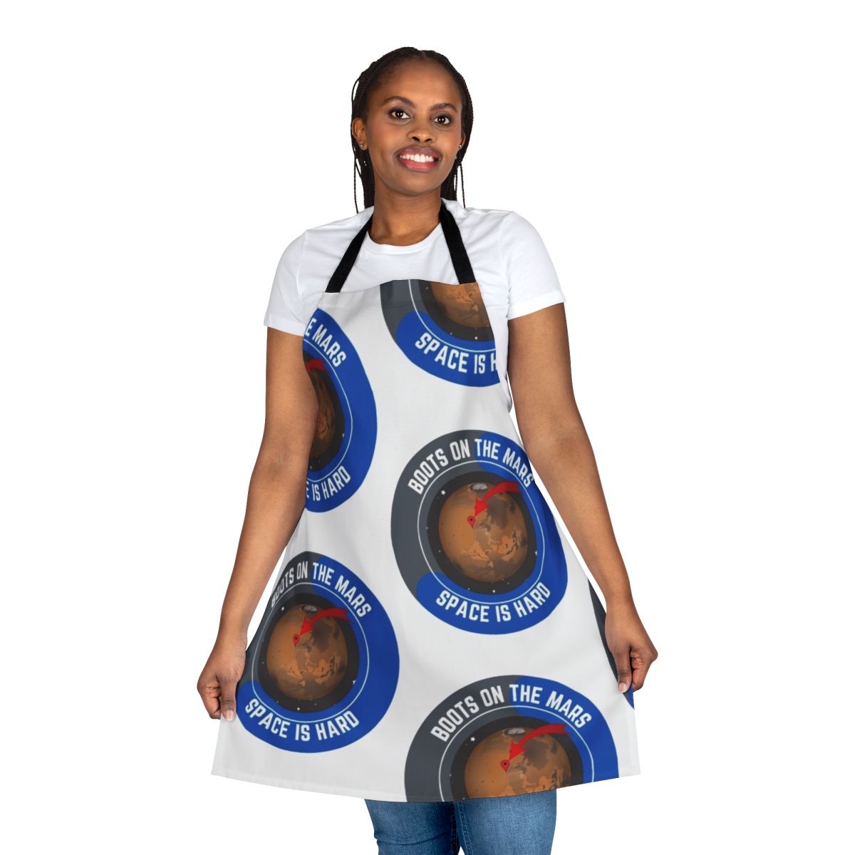 Apron featuring an artistic design inspired by the Netflix series "Space Force"