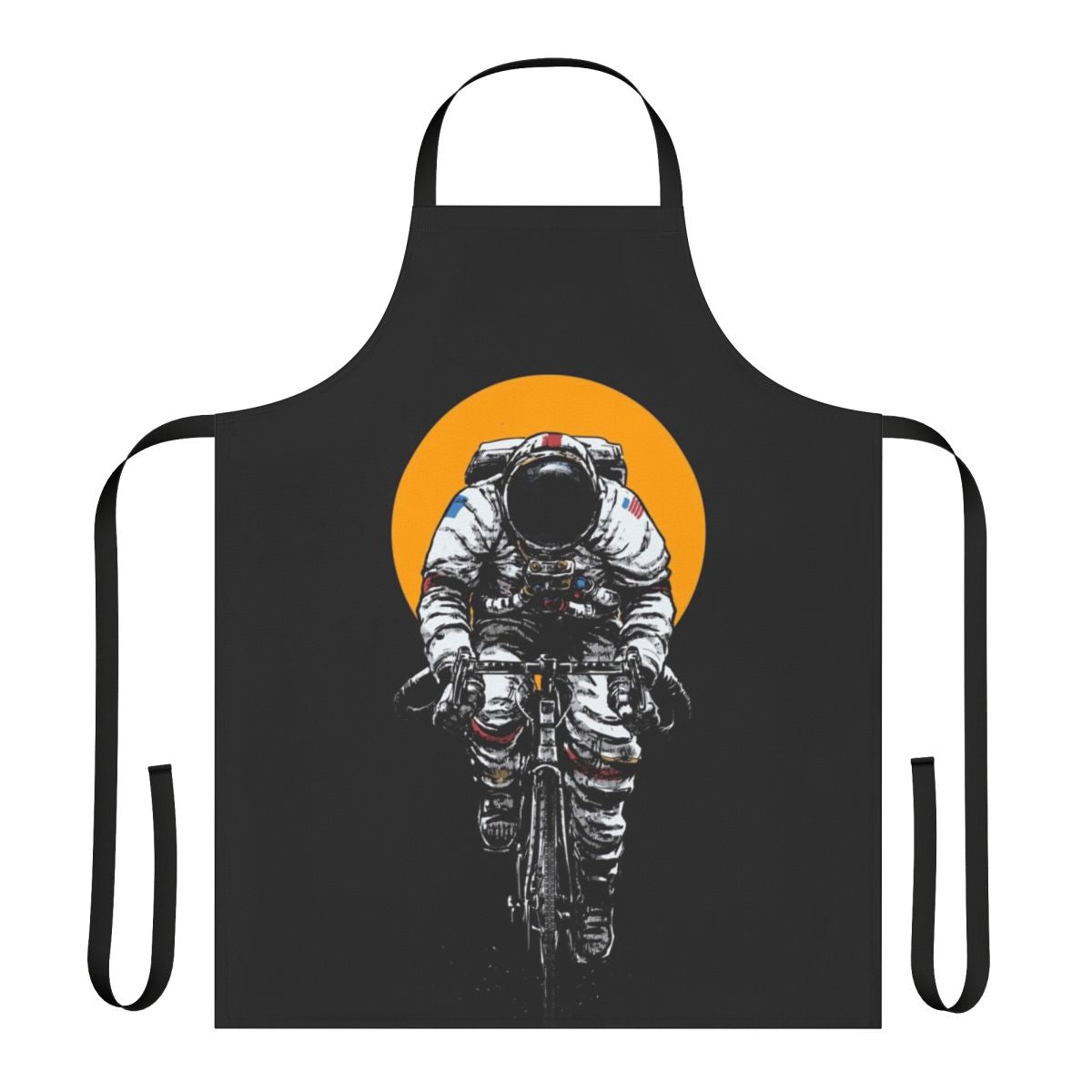 Intergalactic astronaut-themed bike apron for cyclists, featuring space and science fiction design elements.