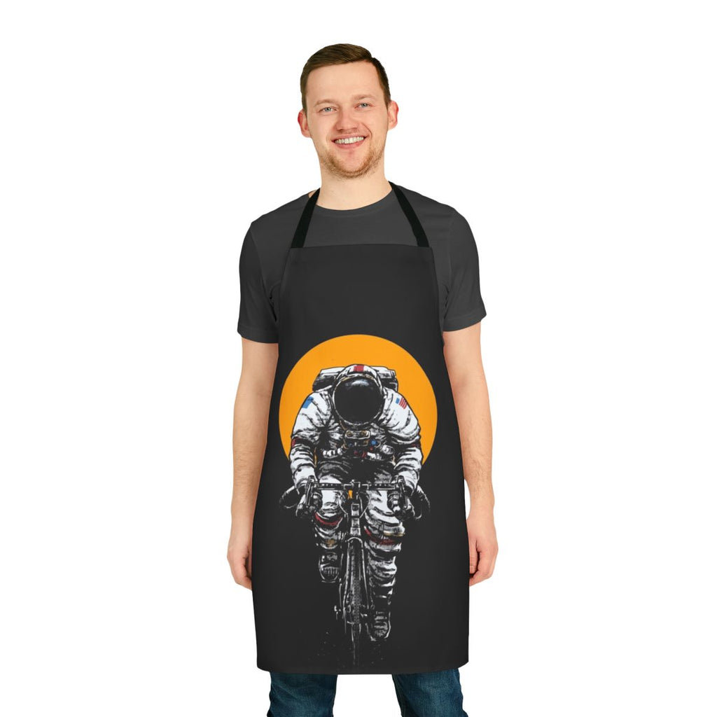 Intergalactic astronaut-themed bike apron for cyclists, featuring space and science fiction design elements.
