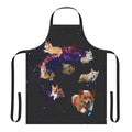Apron featuring a colorful, trippy design of a corgi dog in outer space