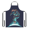 A space-themed apron featuring abstract, surreal, and neon-inspired graphics