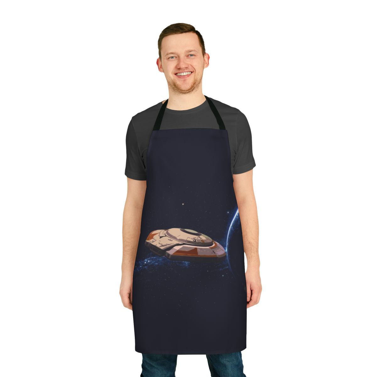 Apron with graphic of Jupiter 2 spaceship from the sci-fi TV show Lost in Space