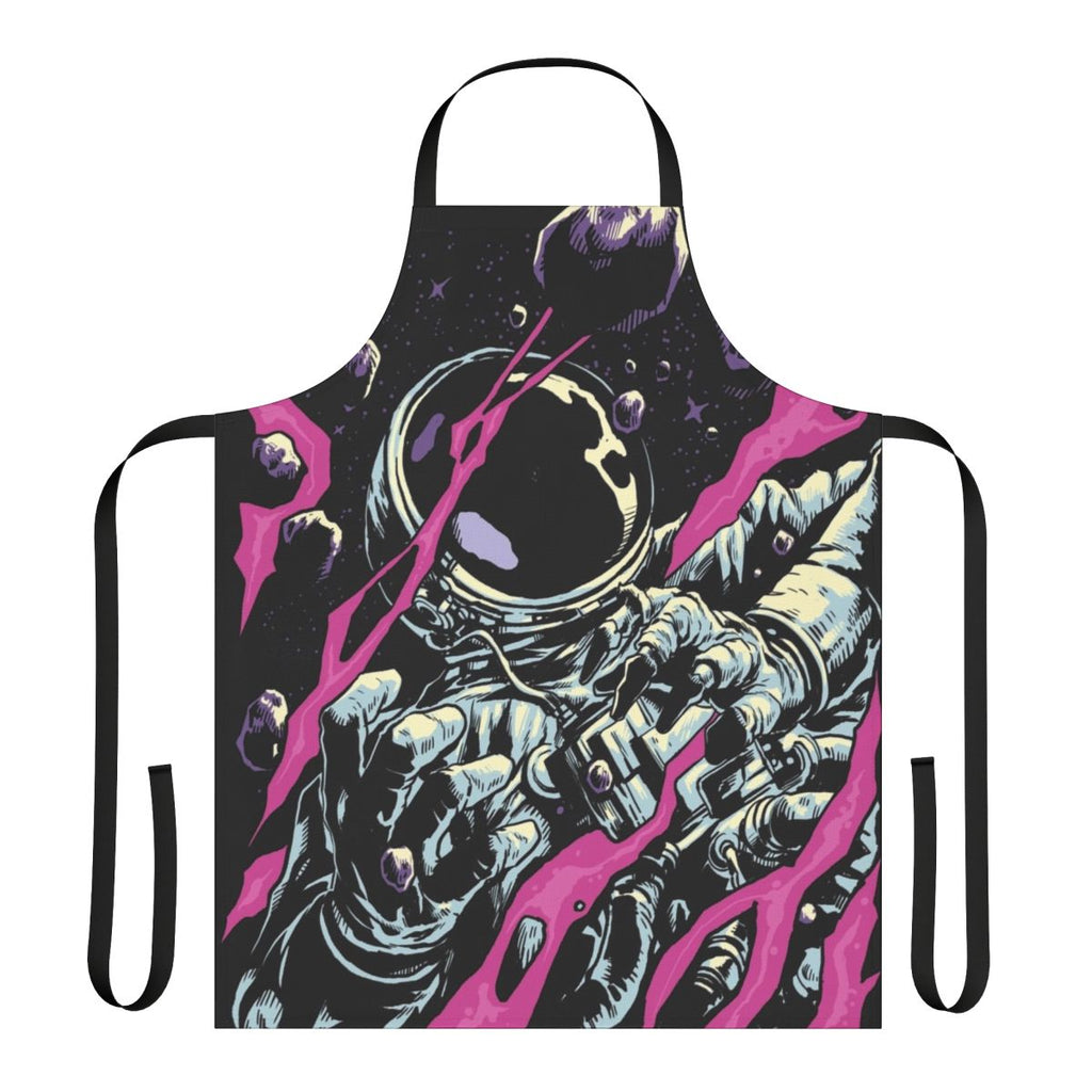 Intergalactic Sci-Fi Apron with Astronaut, Skull, and Space Imagery