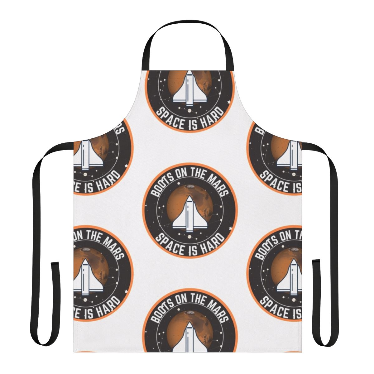 Intergalactic space boots inspired apron with rocket ship design