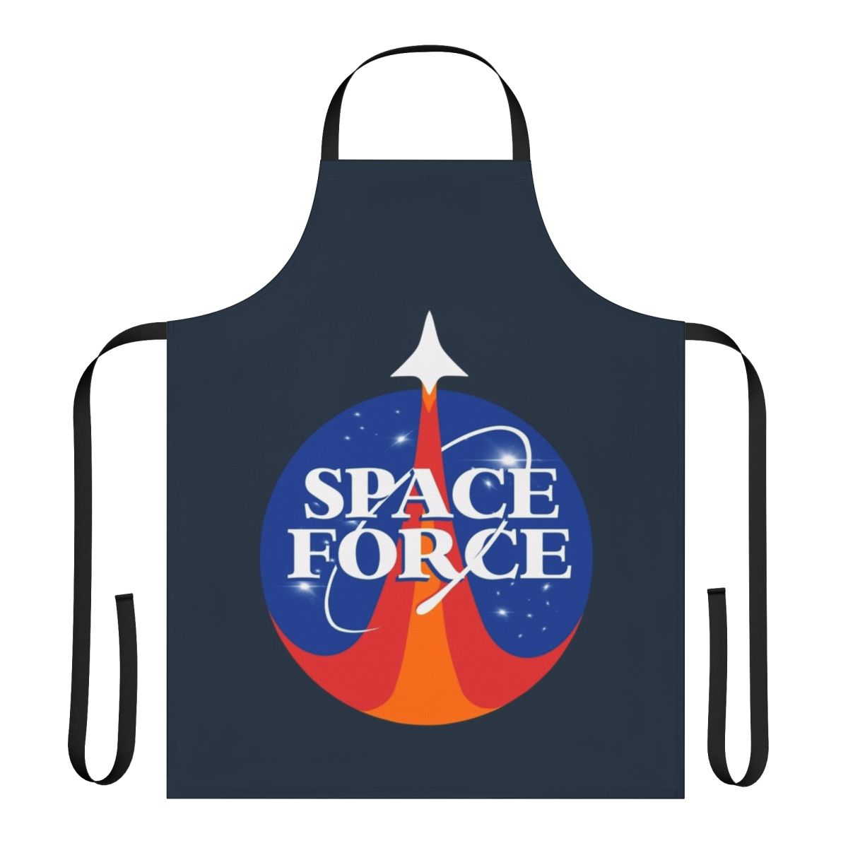 Vintage-inspired space force apron with "Space Is Hard" graphic