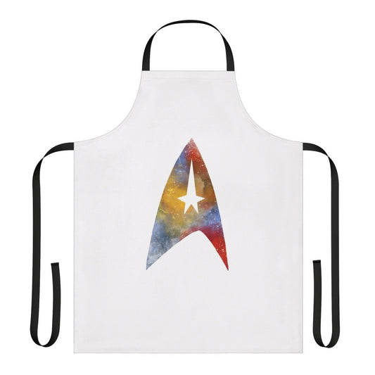 Starfleet-inspired apron with space and galaxy design
