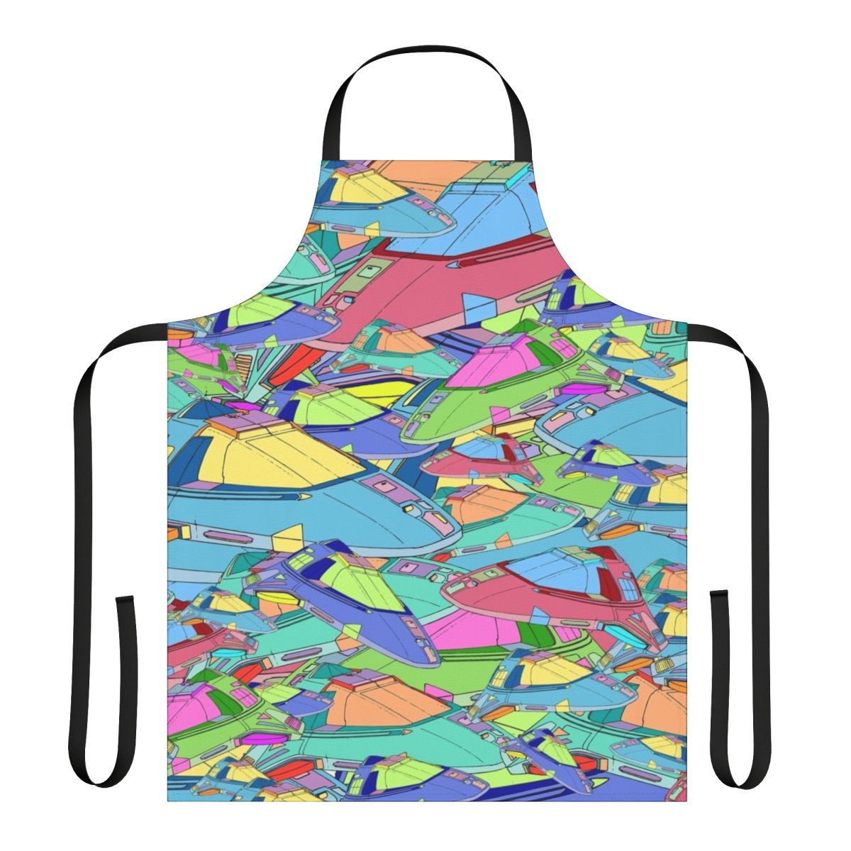 Star Trek-inspired Delta Flyer apron with spaceship and science fiction design