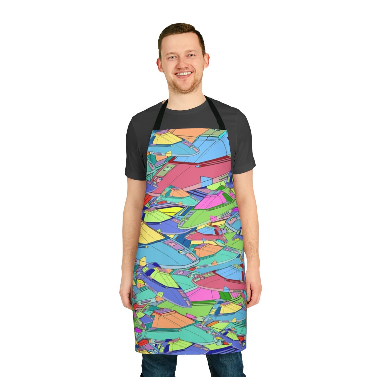 Star Trek-inspired Delta Flyer apron with spaceship and science fiction design