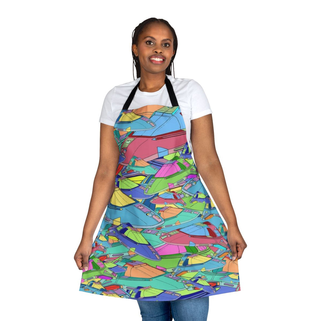 Star Trek-inspired Delta Flyer apron with spaceship and science fiction design