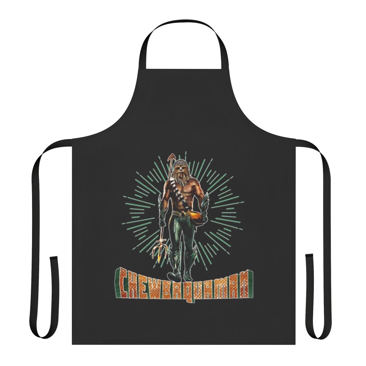 Intergalactic Superhero Mashup Apron with sci-fi and comic book design