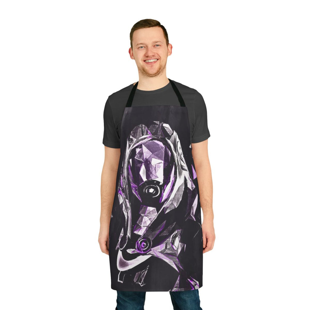 Tali inspired apron featuring the Mass Effect insignia and characters