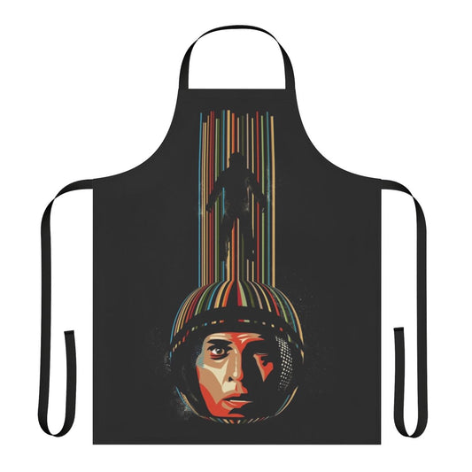 Interstellar-themed apron with space and time travel imagery