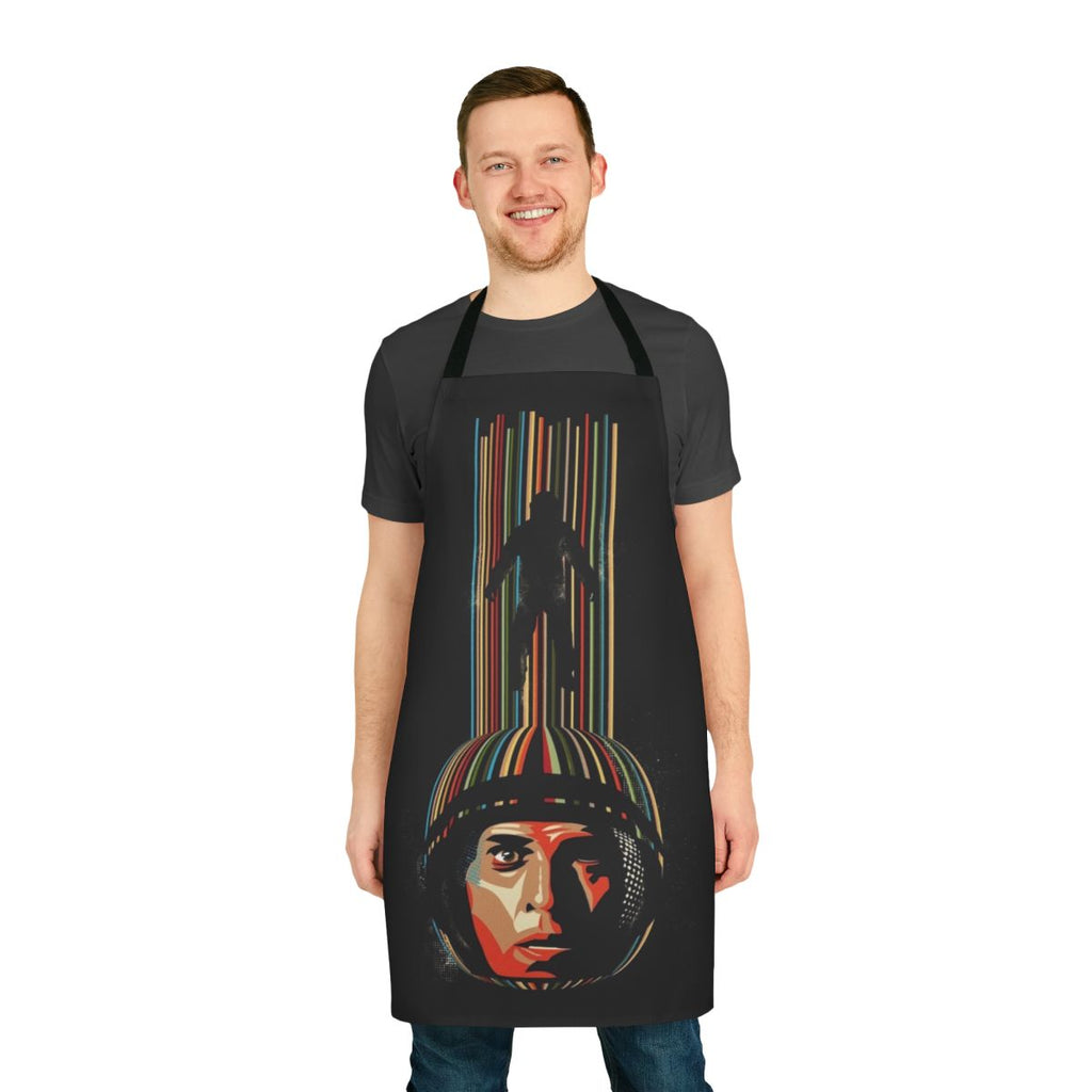 Interstellar-themed apron with space and time travel imagery