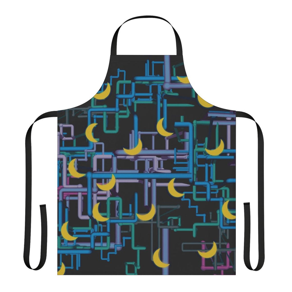 Apron featuring a complex, patterned shirt design inspired by the TV show "I Think You Should Leave with Tim Robinson"
