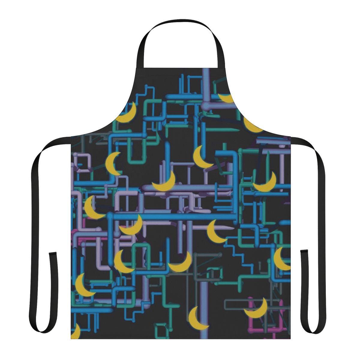 Apron featuring a complex, patterned shirt design inspired by the TV show "I Think You Should Leave with Tim Robinson"