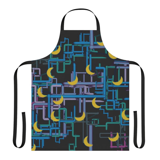 Apron featuring a complex, patterned shirt design inspired by the TV show "I Think You Should Leave with Tim Robinson"