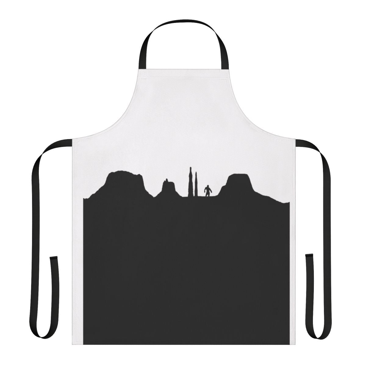 Introspective "What Doth Life" inspired apron with cartoon-style graphics