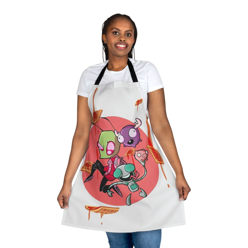 Invader Zim-inspired apron featuring Gir and Minimoose from the cartoon series