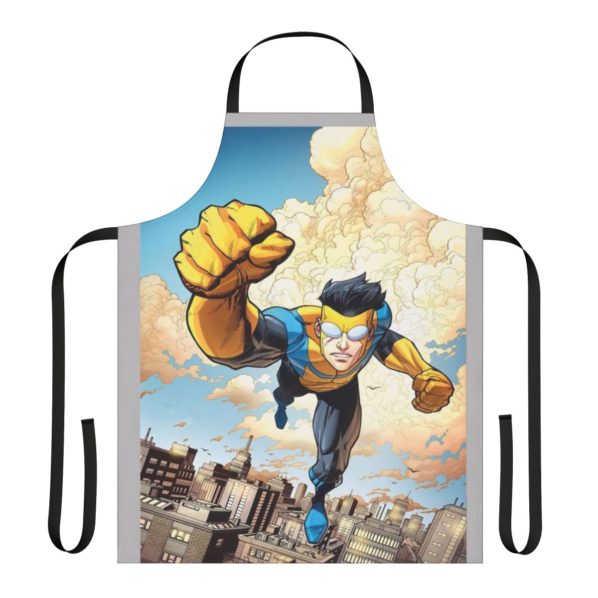 Invincible-inspired apron with cute and quirky character designs