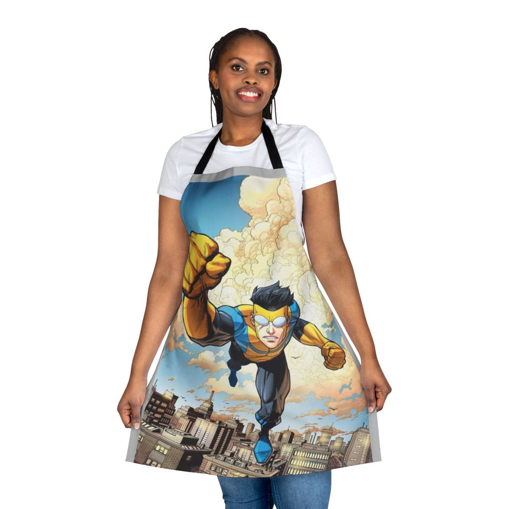 Invincible-inspired apron with cute and quirky character designs