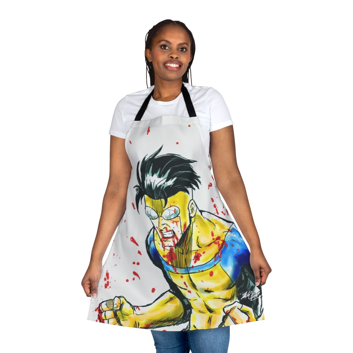 Invincible-Inspired Custom Apron featuring a fan art design