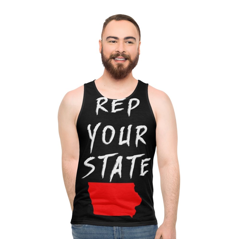 Iowa unisex tank top with state pride design