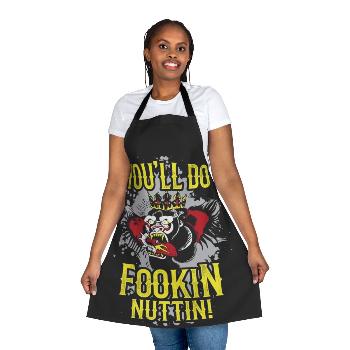Ireland boxing inspired cooking apron with "You'll do fookin nuttin" slogan