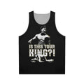 Unisex tank top with "Is This Your King?" Black Panther inspired design