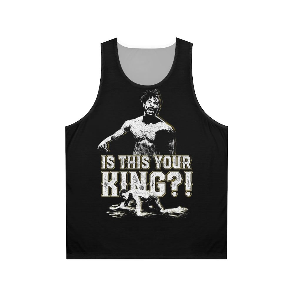 Unisex tank top with "Is This Your King?" Black Panther inspired design