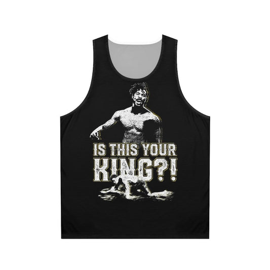 Unisex tank top with "Is This Your King?" Black Panther inspired design
