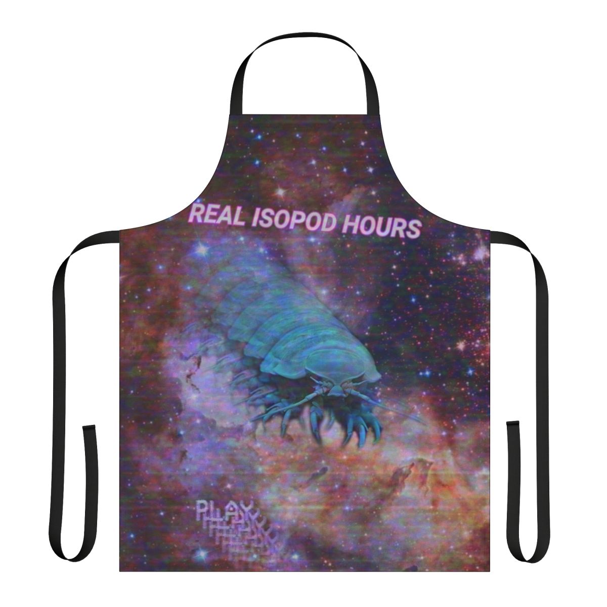 Isopod-themed apron with a retro, synthwave-inspired design