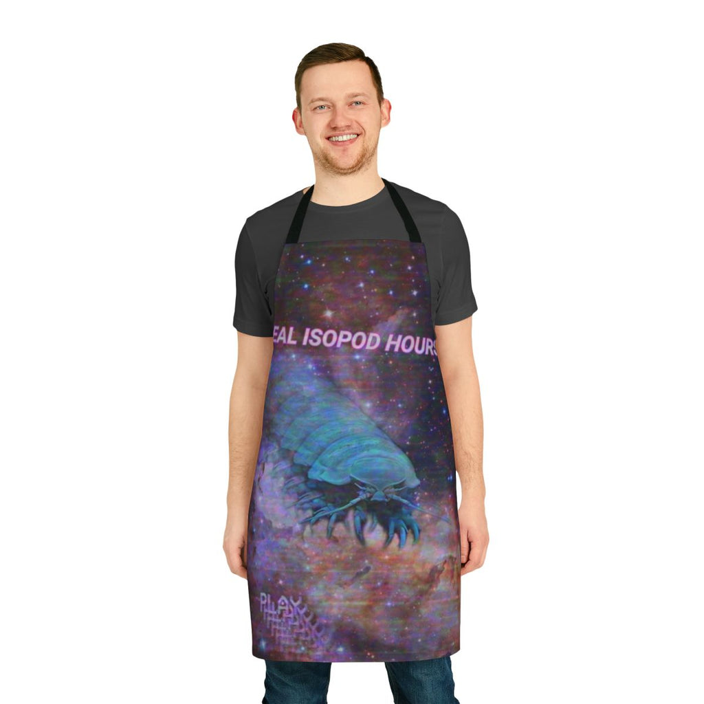 Isopod-themed apron with a retro, synthwave-inspired design
