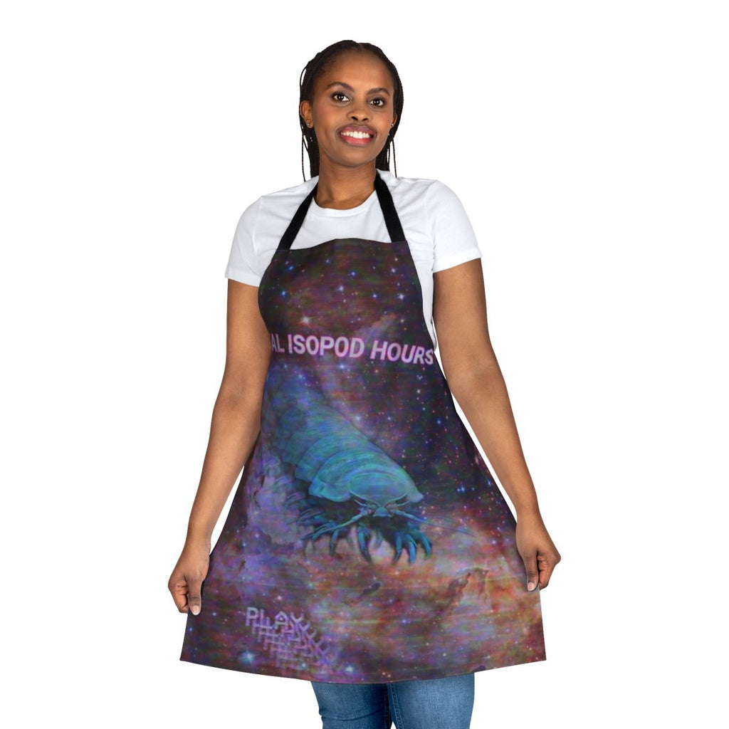 Isopod-themed apron with a retro, synthwave-inspired design
