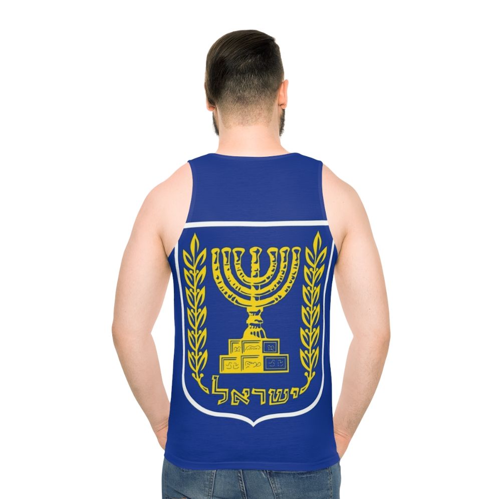 Unisex tank top with Israeli national coat of arms design