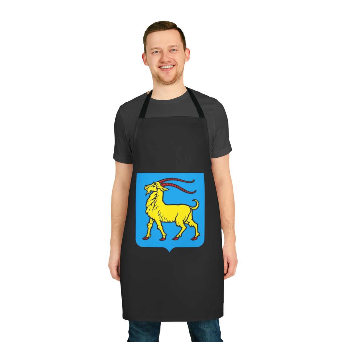 Apron featuring the coat of arms of Istria, Croatia, with the iconic goat heraldic symbol.
