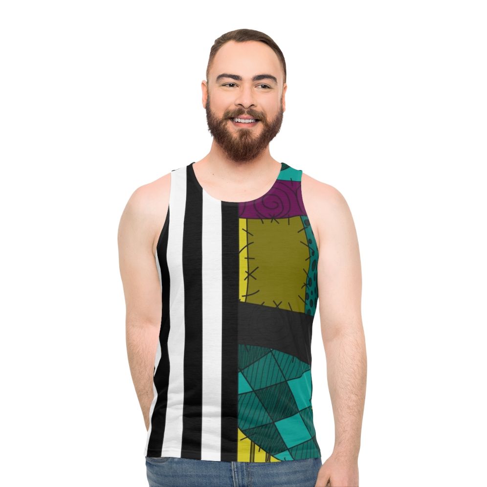 Jack Skellington and Sally Ragdoll Patchwork Unisex Tank Top