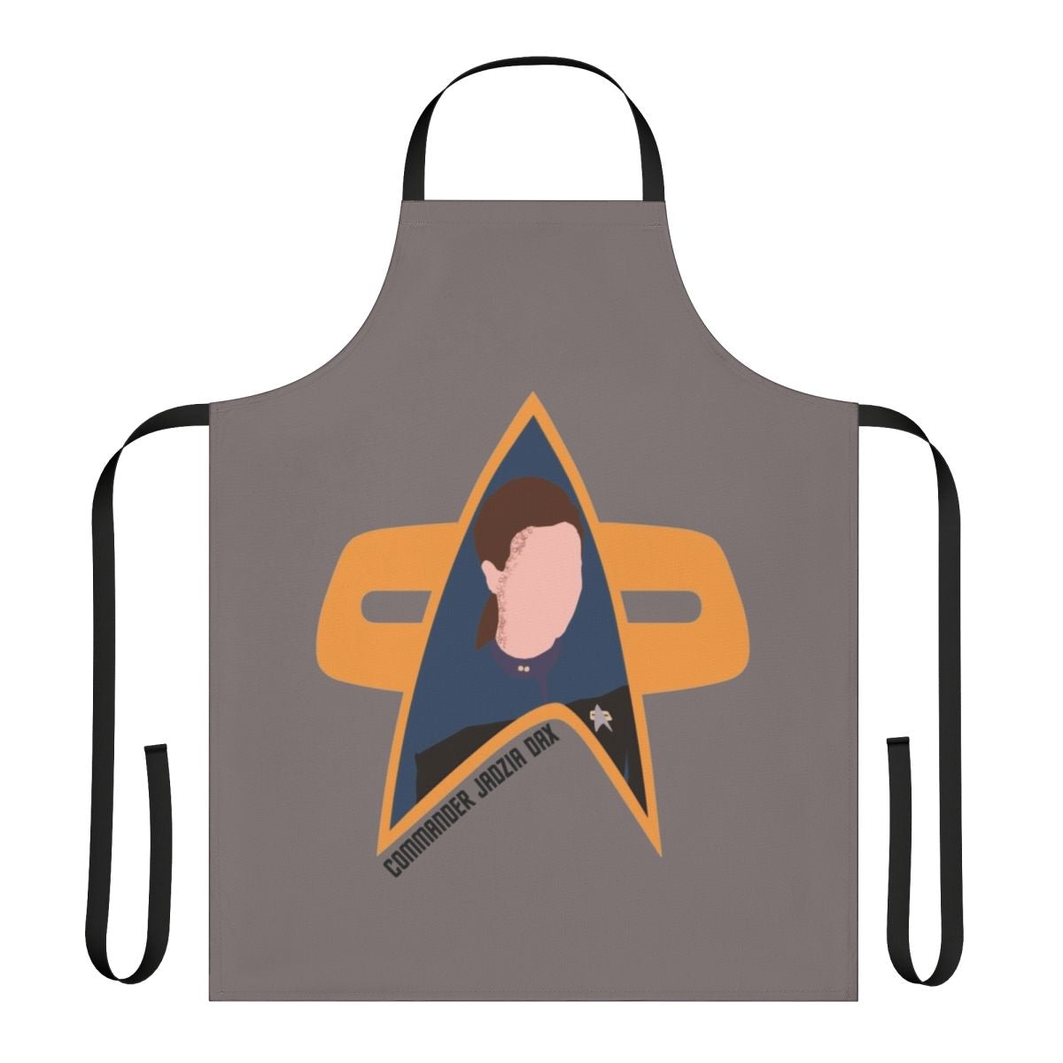 Jadzia Dax inspired Star Trek: Deep Space Nine apron with Starfleet insignia and retro sci-fi design