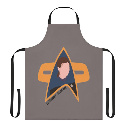 Jadzia Dax inspired Star Trek: Deep Space Nine apron with Starfleet insignia and retro sci-fi design