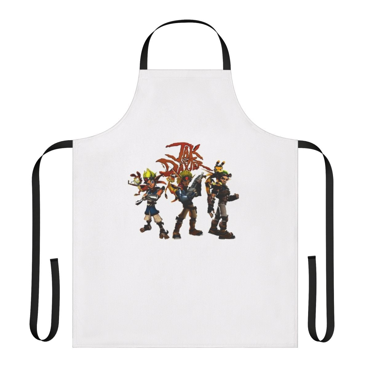 A high-quality apron featuring the characters Jak and Daxter from the popular video game franchise.