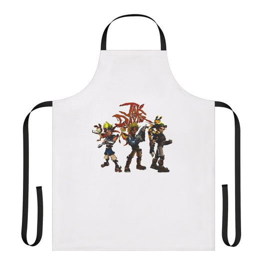 A high-quality apron featuring the characters Jak and Daxter from the popular video game franchise.