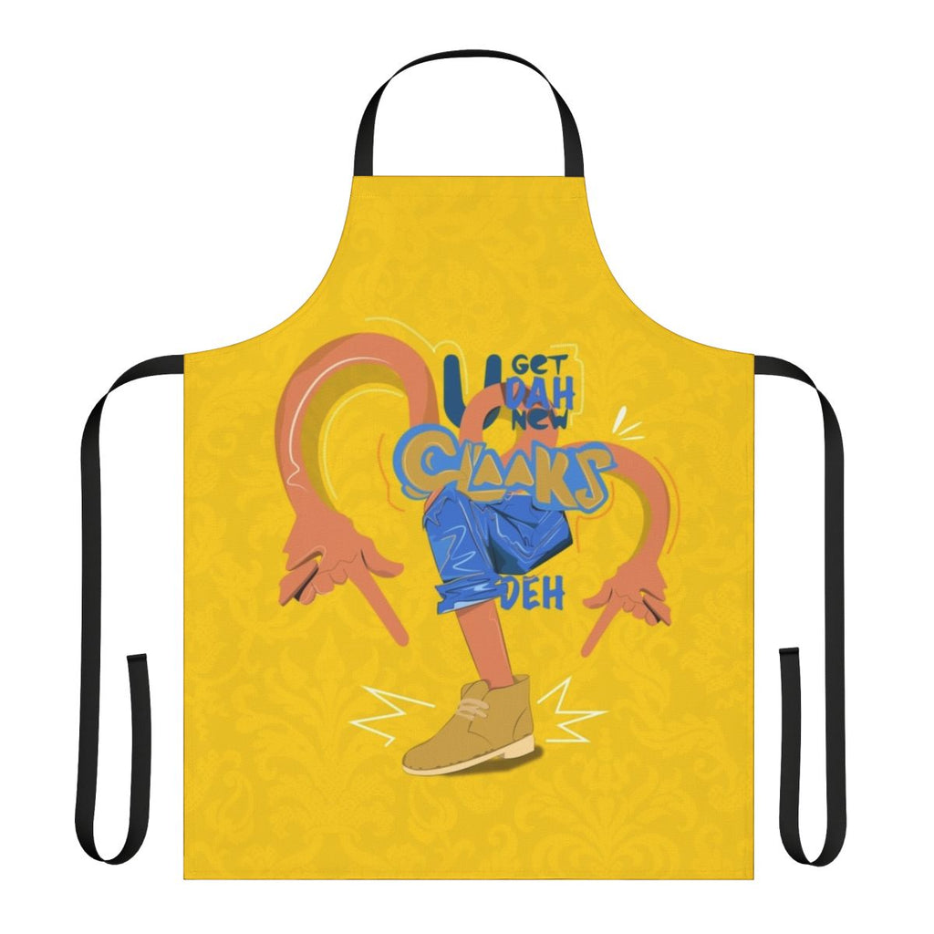Jamaican-themed Clarks apron featuring dancehall and music-inspired design