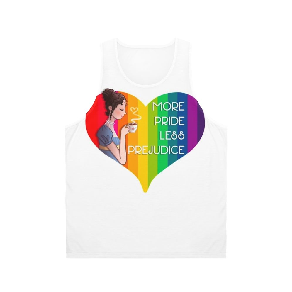 Unisex tank top featuring a Jane Austen-inspired pride design