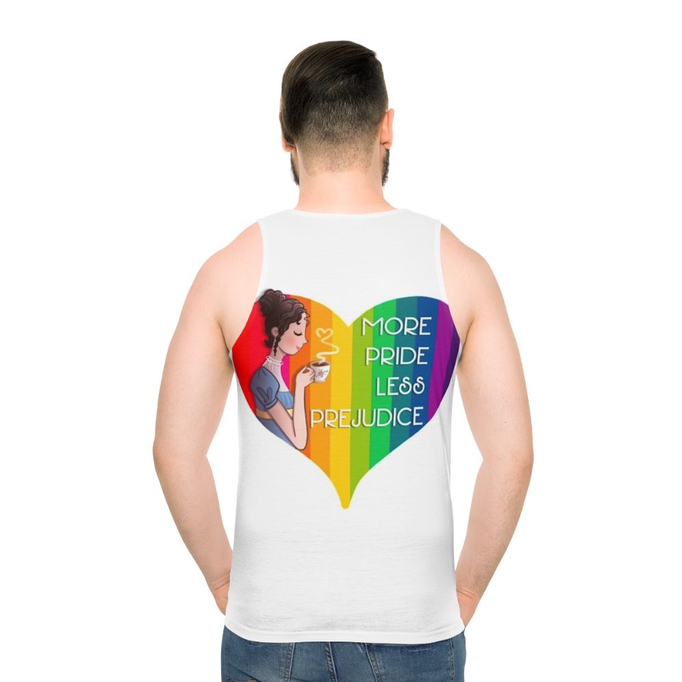 Unisex tank top featuring a Jane Austen-inspired pride design