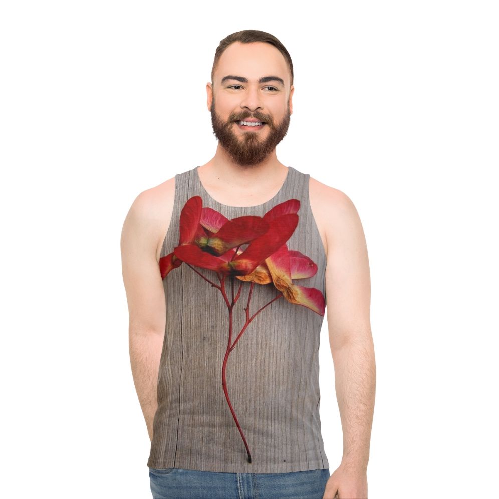 Japanese maple leaves unisex tank top