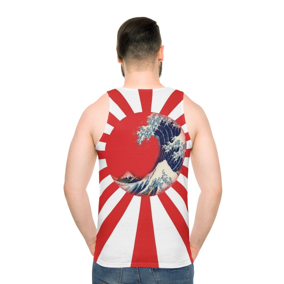 Unisex tank top with Japanese wave and rising sun design