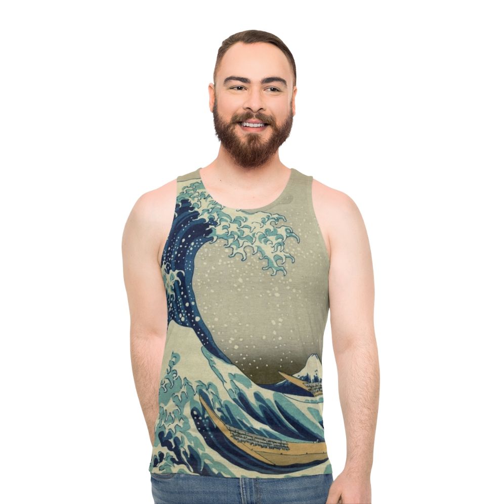 Japanese wave graphic unisex tank top