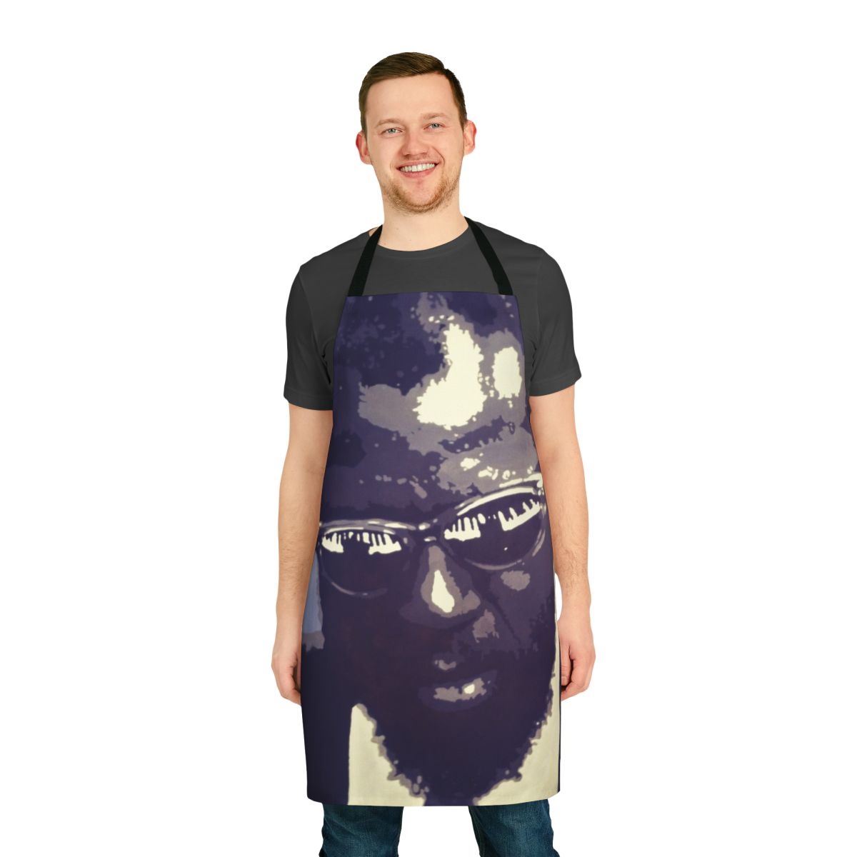 Thelonious Monk inspired apron with piano keys and jazz motifs