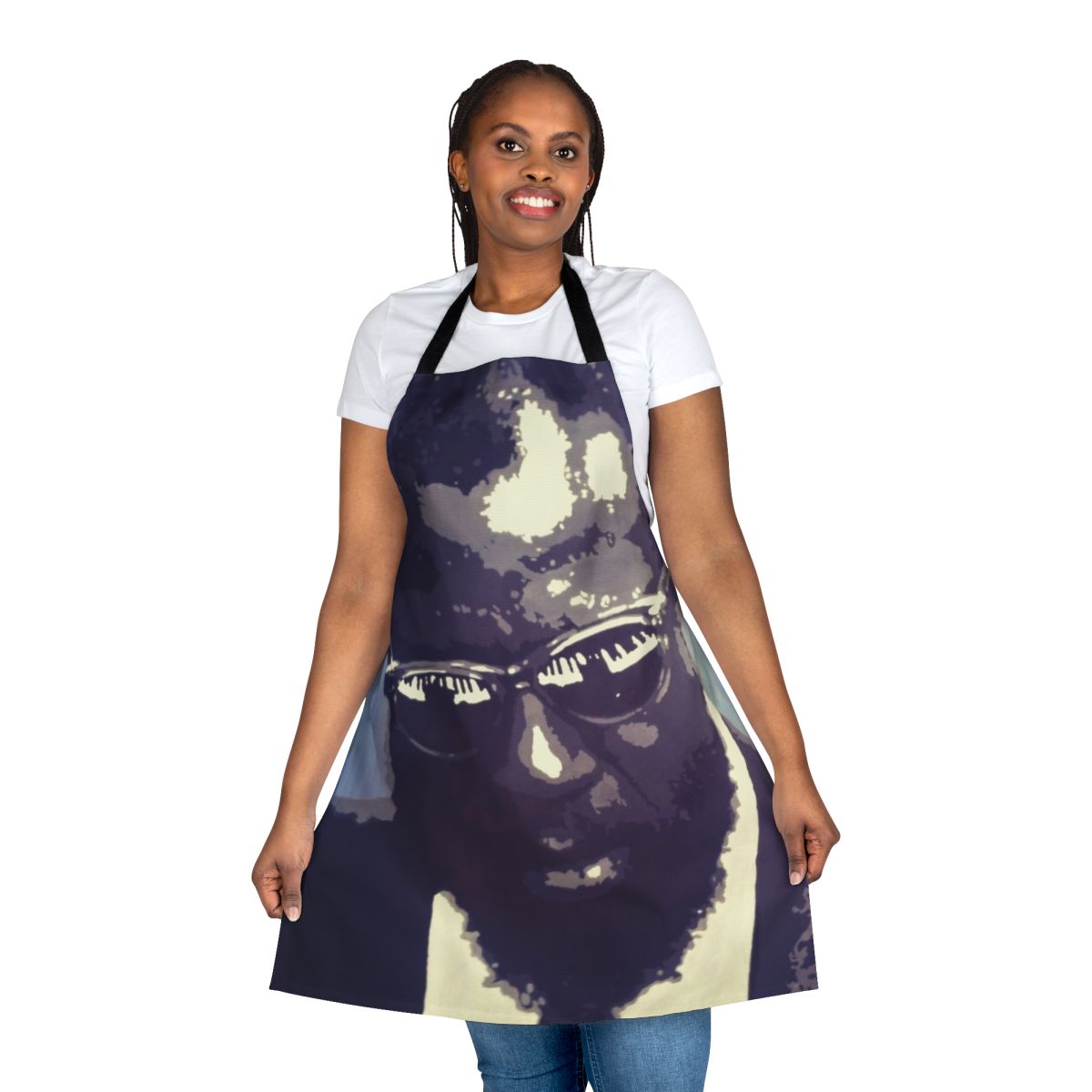 Thelonious Monk inspired apron with piano keys and jazz motifs