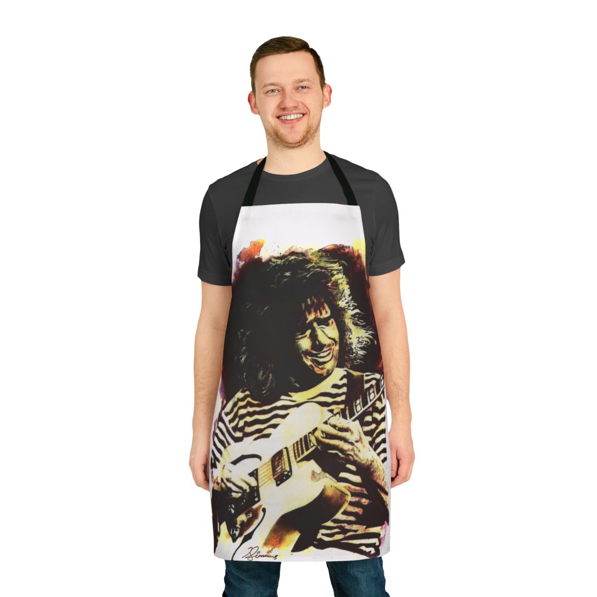 Jazz-themed apron with musical elements