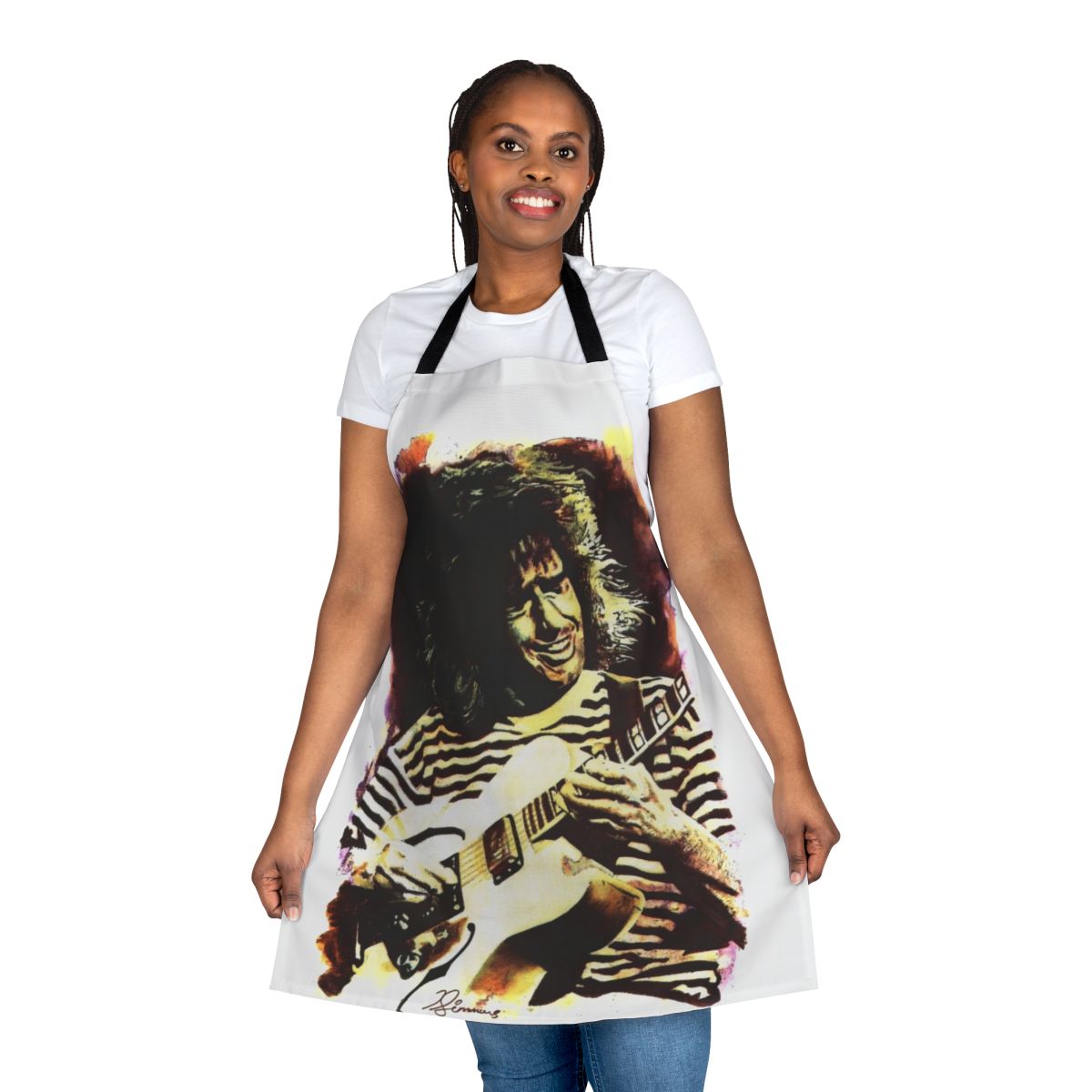 Jazz-themed apron with musical elements